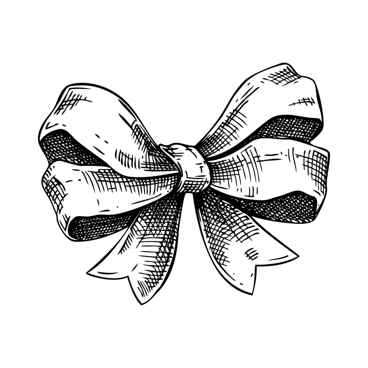 Coquette bow sketch. Rococo design elements Vintage baroque victorian ribbon. Japanese style hand-drawn illustration. NOT AI generated
